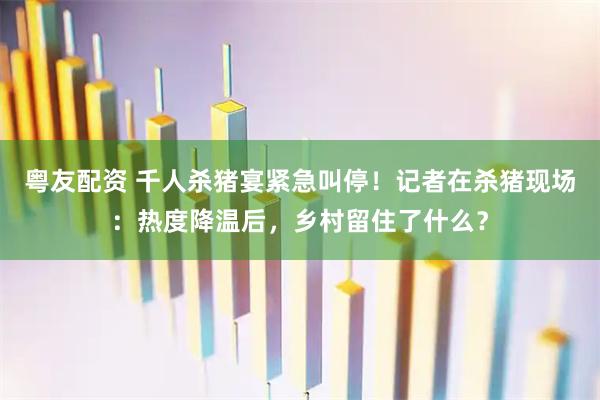 粤友配资 千人杀猪宴紧急叫停！记者在杀猪现场：热度降温后，乡村留住了什么？